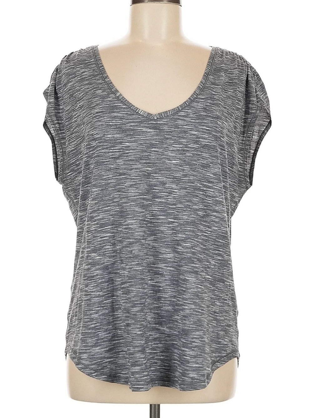 lululemon athletica Heathered Gray V-Neck Short Sleeve Tee